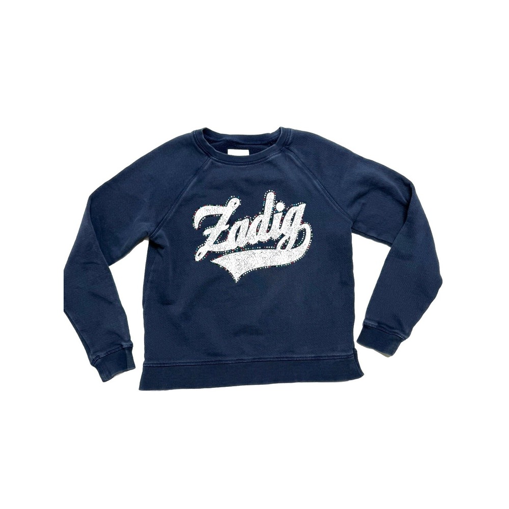 Zadig & Voltaire Sweatshirt Navy Blue Youth‎ Size 14 S Small Kids Bejewled Gems